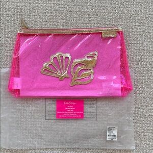 Lilly Pulitzer Pink and Gold Cosmetic Bag - New